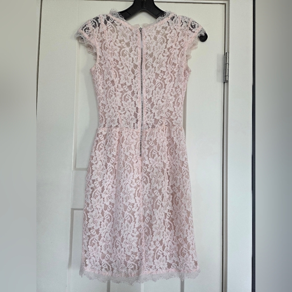 Babaton Pale Pink Lace V-Neck Cap Sleeve Dress - Picture 4 of 4